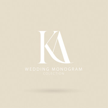 KA Monogram logo, Minimalist Typographic Line Monogram Logo, KA Wedding monogram logo, KA Typography Initial Letter Brand Logo