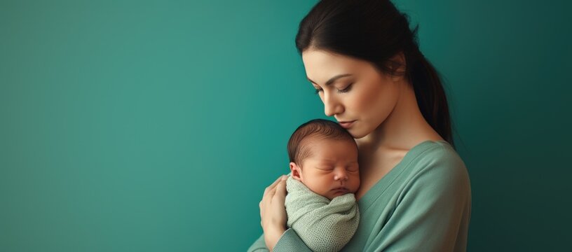 A mother carrying her newborn in her hands