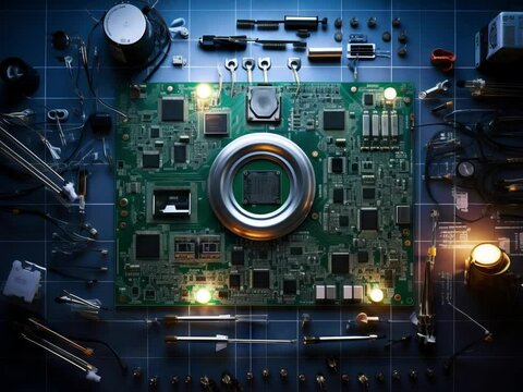 Technology background of the abstract computer motherboard, can be used in the description of technological processes, science. Background for business and advertising.