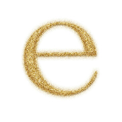 Gold glitter alphabet letters from A to Z, isolated on transparent background, lowercase. This is a part of a set which also includes numbers and symbols