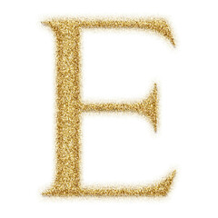 Gold glitter alphabet letters from A to Z, isolated on transparent background, uppercase. This is a part of a set which also includes numbers and symbols