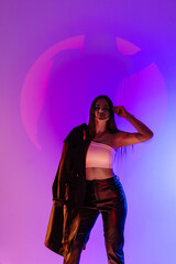 fashion girl in neon light