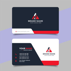 Red modern creative business card and name card horizontal simple clean template vector design