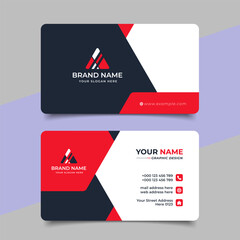 Red modern creative business card and name card horizontal simple clean template vector design