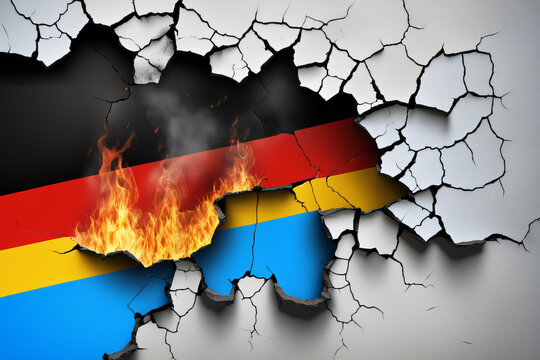 Konzept Brandmauer AFD gegen Rechts brennende Mauer als Hintergrund