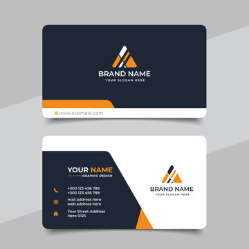 Yellow modern creative business card and name card horizontal simple clean template vector design