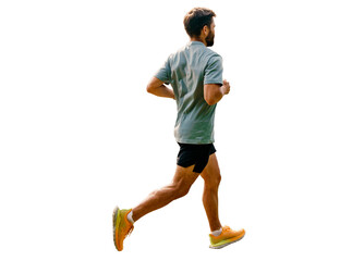 Trainer guy active intense workout fitness exercises. A male runner is a sporty person who uses a...