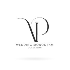 VP Typography Initial Letter Brand Logo, VP brand logo, VP monogram wedding logo
