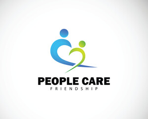 people logo creative abstract care friendship design concept heart