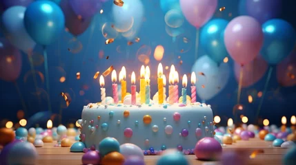 Fotobehang birthday cake with candles © juni studio