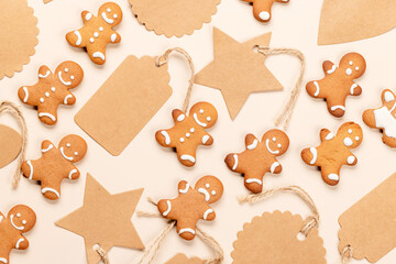 Christmas gift tags and gingerbread cookies