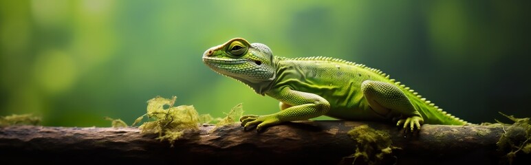 Obraz premium A vibrant banner showcasing a remarkable chameleon in brilliant hues.