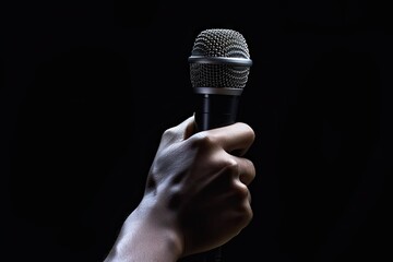 Capturing Best. Close Up of Karaoke Microphone. Stage Spotlight. Mic in limelight. Elevating Entertainment. Professional on Stage