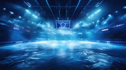 Ice arena, nobody. Dramatic lighting - obrazy, fototapety, plakaty