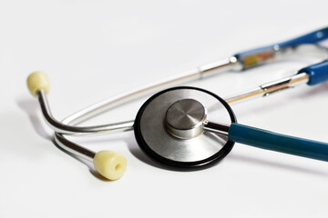 Stethoscope on white background, medical device