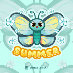Cute Butterfly Logo Mascot Character