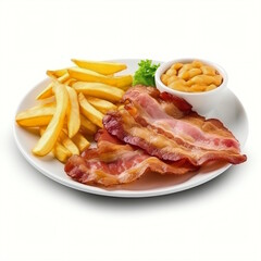 Breakfast Menu: Bacon, Tomato, and Chips on Plate