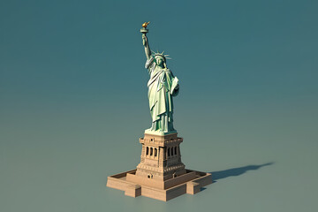 Obraz premium Statue of Liberty 3d rendering isometric style
