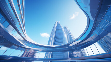 Fototapeta na wymiar Low angle view of futuristic modern architecture Sky