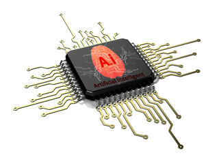 ,Ai chip, artificial intelligence,using command prompt for generates something, Futuristic technology transformation.