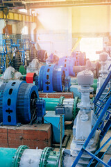 Vacuum circulation pump, Industrial background pumping power station with electric generators