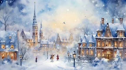 Schilderijen op glas winter landscape in the city © MistoGraphy