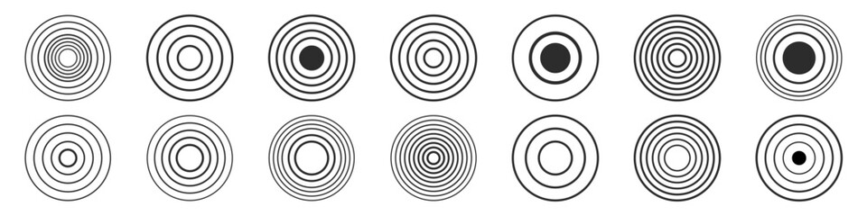 Set of vector radar icons with editable strokes