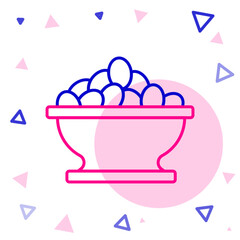 Line Olives in bowl icon isolated on white background. Colorful outline concept. Vector