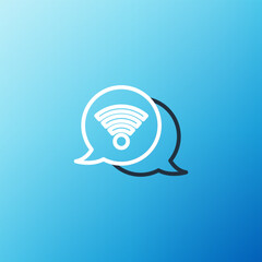 Line Wi-Fi wireless internet network symbol icon isolated on blue background. Colorful outline concept. Vector