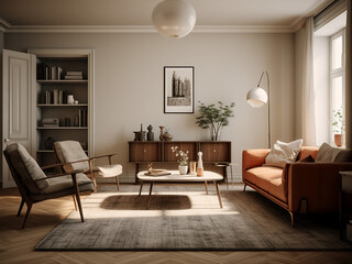 Vintage charm meets classic Apartment interior. AI Generation.