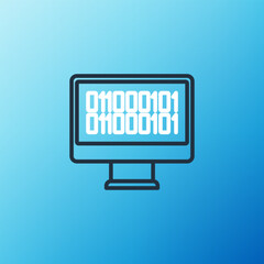 Line Binary code icon isolated on blue background. Colorful outline concept. Vector
