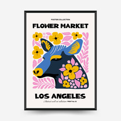 Abstract floral and animal posters template. Modern trendy Matisse minimal style.Kids and Child wall art. Hand drawn design for wallpaper, wall decor, print, postcard, cover, template, banner.