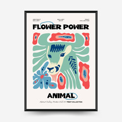 Abstract floral and animal posters template. Modern trendy Matisse minimal style.Kids and Child wall art. Hand drawn design for wallpaper, wall decor, print, postcard, cover, template, banner.