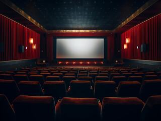 Stylish cinema room featuring modern interior. AI Generation.