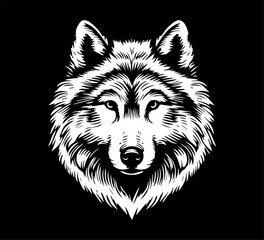 wolf logo template stencil hand drawn black and white