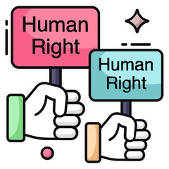 Conceptual flat design icon of human right boards