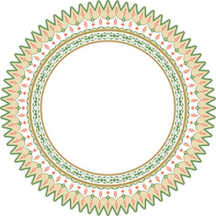 Vector colored round Turkish ornament. Ottoman circle, ring, frame.