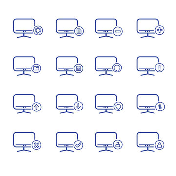 16 sets of computer icons, modern icon line art