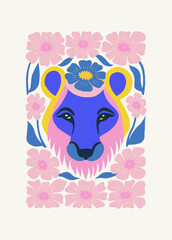 Floral and animal abstract elements. Botanical composition. Modern trendy Matisse minimal style. Kids, Child, Floral poster, invite. Vector arrangements for greeting card or invitation design.