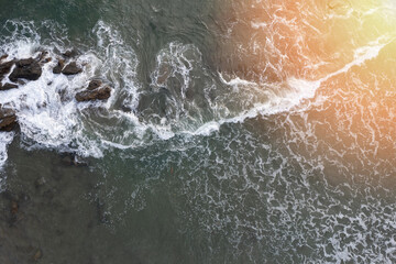 Shallow coast with rock sea water