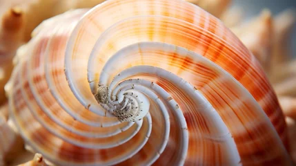 Zelfklevend Fotobehang Sea shell macro. Generative ai © allasimacheva