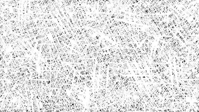 Abstract white background with artistic touches. Chaotic grid with white lines in 4K. Stock video texture with artistic effect.