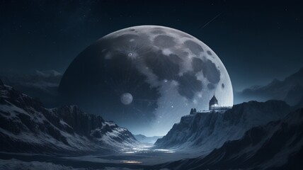 Naklejka na ściany i meble moon over the mountains