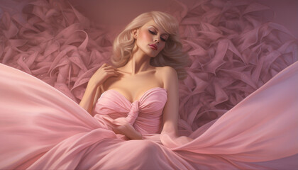 Obraz na płótnie Canvas woman beauty relaxation lifestyle model fashion in pink cloth