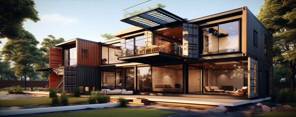 Modern house made from shipping containers