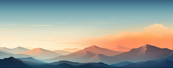 Obraz premium panorama of mountains landscape. dramatic sky at sunset.