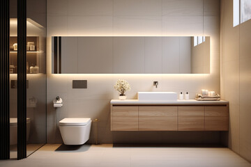 Fototapeta na wymiar Modern interior toilet for home or apartment.