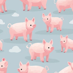 Seamless Pattern of Pig