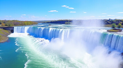 Niagara Falls Horseshoe Falls in a sunny day