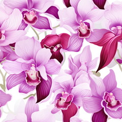 Seamless Pattern of Orchid Flower